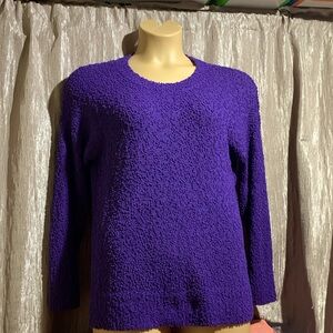 Seven7 Sweater M Purple Pull Over Crew Neck Stretchy Long Sleeve Polyester